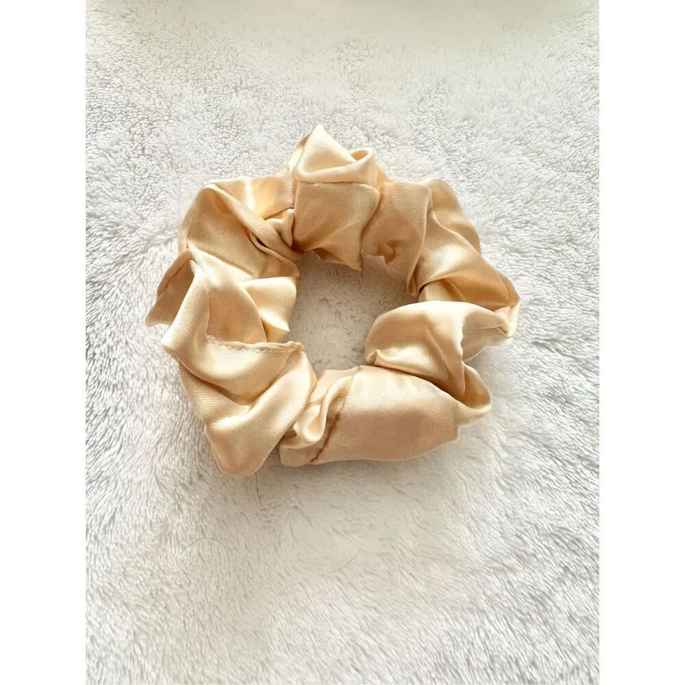 Cream color satin hair scrunchie